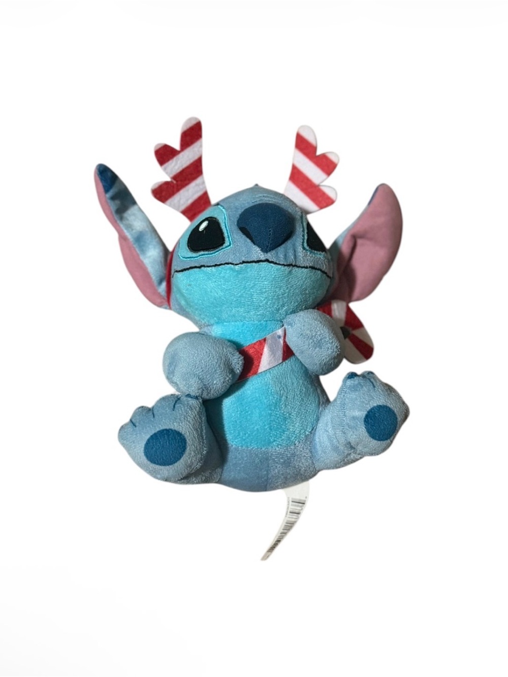 Disney Blue 10 inch Stitch Plush with Red & White Candy-Stripe Antlers
